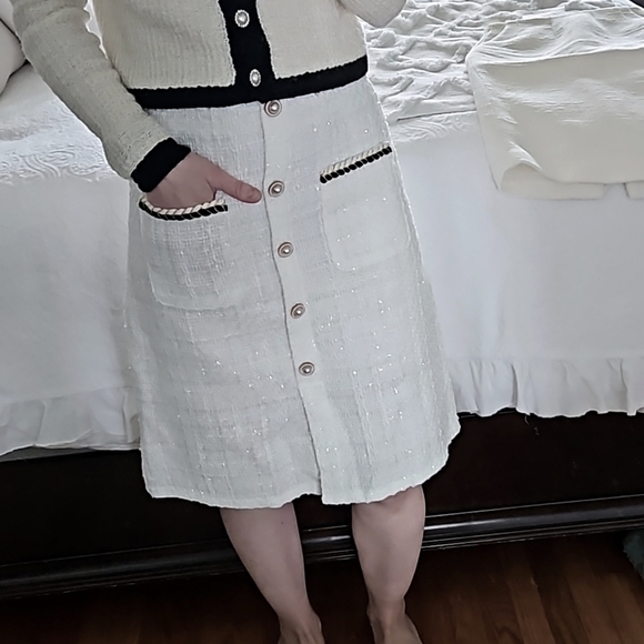 Shiny tweed A line midi skirt - Picture 8 of 10